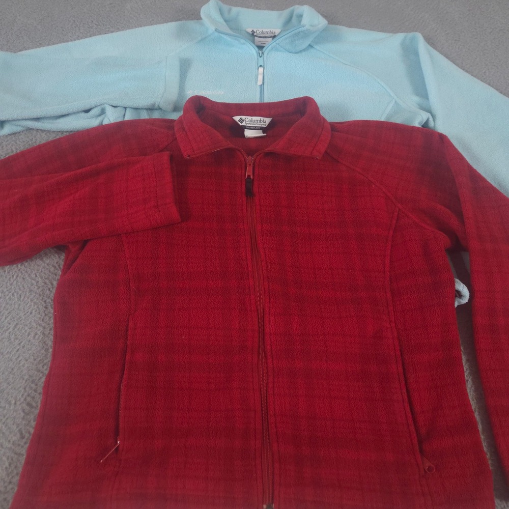 LOT OF 2 Columbia Jacket Womens XL Blue Red Benton Springs Fleece Full Zip Soft‎